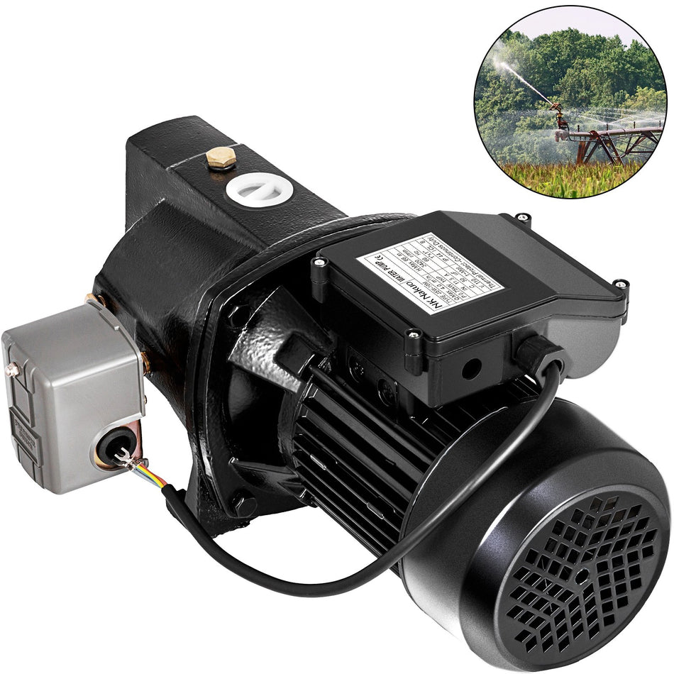 Shallow Well Jet Pump With Pressure Switch 1Hp Jet Water Pump 2165 Ft Cast Iron Jet Pump To Supply Fresh Ell Water To Residential Homes Farms Cabins