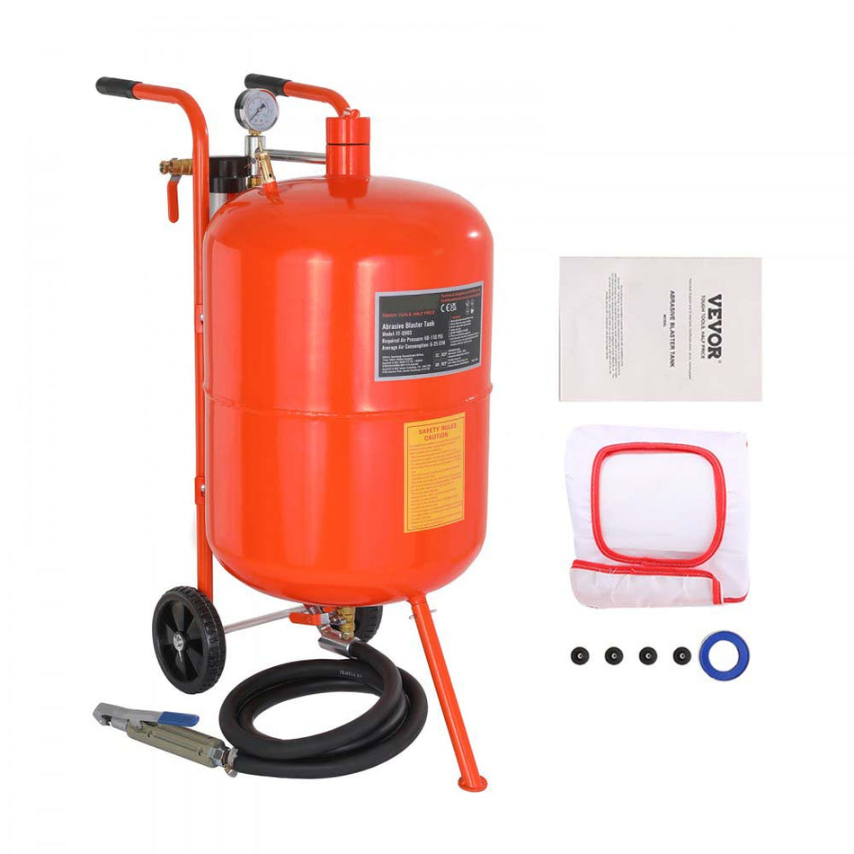 20 Gallon Sand Blaster 60 110 Psi High Pressure Sandblaster Portable Abrasive Blasting Tank Air Sand Blasting Kit With 4 Ceramic Nozzles And Oil Water Separator For Paint Stain Rust Removal