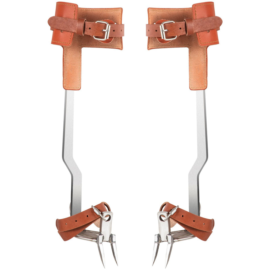 Tree Climbing Spikes 1 Pair Stainless Steel Pole Climbing Spurs Wadjustable Straps And Cow Leather Padding Arborist Equipment For Climbers Logging Hunting Observation Fruit Picking