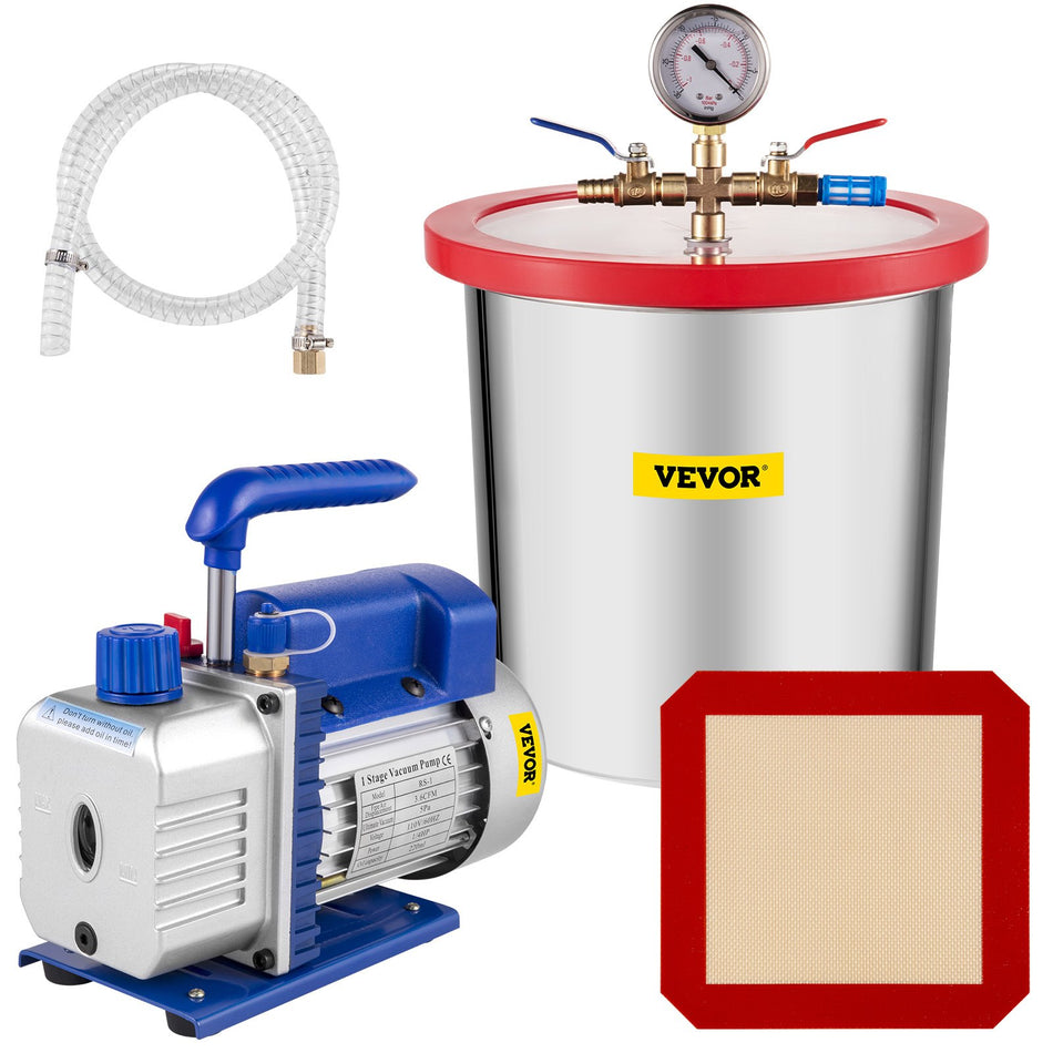 Vacuum Pump 36Cfm 14 Hp Single Stages Hvac Ac Refrigeration Kit 5Pa Ultimate Vacuum Manifold Gauge Set Including 3 Gallon Vacuum Chamber Manifold Gauge And Hose For Air Conditioning Systems