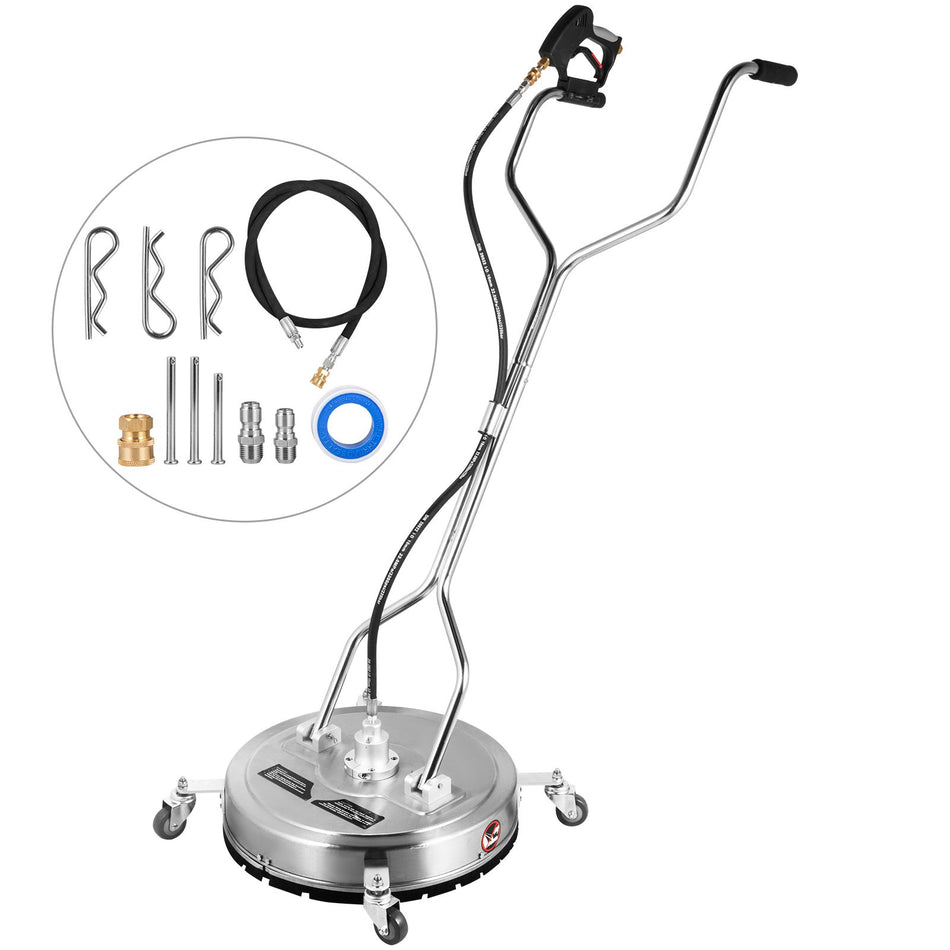 Surface Cleaner 18 Inch Flat Surface Cleaner For Pressure Washer 4000Psi Pressure With 38 Quick Connector Surface Cleaner W Casters 105Gpm Stainless Steel Rotating Rod 3 Nozzle For Patio