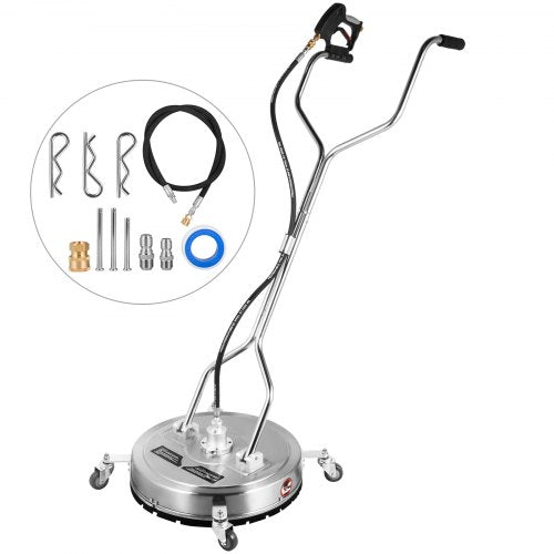 Surface Cleaner 20 Inch Flat Surface Cleaner For Pressure Washer 4000Psi Pressure With 38 Quick Connector Surface Cleaner W Casters 105Gpm Stainless Steel Rotating Rod 3 Nozzle For Patio