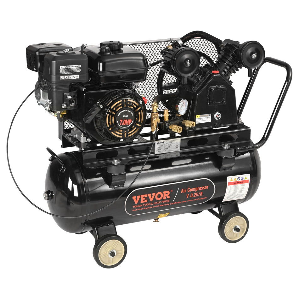 7Hp Gas Powered Air Compressor 132 Gallon Horizontal Air Compressor Tank 9Cfm115Psi Gas Driven Piston Pump Air Compressed System With 115Psi Max Pressure For Construction Sites Workshop