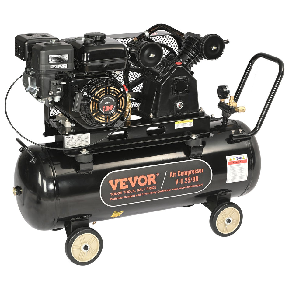 7Hp Gas Powered Air Compressor 21 Gallon Horizontal Air Compressor Tank 9Cfm115Psi Gas Driven Piston Pump Air Compressed System With 115Psi Max Pressure For Construction Sites Workshop
