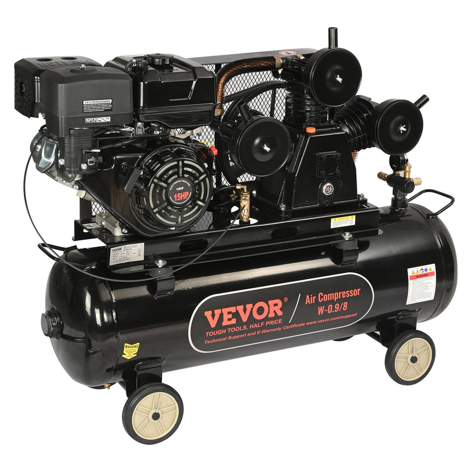 15Hp Gas Powered Air Compressor 30 Gallon Horizontal Air Compressor Tank 33Cfm115Psi Gas Driven Piston Pump Air Compressed System With 115Psi Max Pressure For Construction Sites Workshop