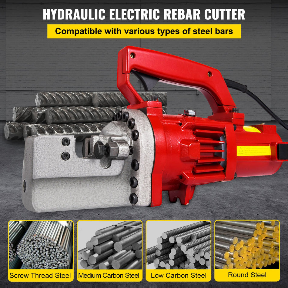 Vevor Electric Hydraulic Rebar Cutter 1250W Portable Electric Rebar Cut 34 20Mm 6 Rebar Within 4 Seconds 110V