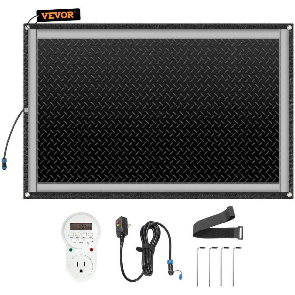 Snow Melting Mat 2023 New 30 X 48 Inch 3 Inh Melting Speed Heated Outdoor Mats For Winter Entrances No Slip Rubber Wplug Power Cord Outlet Timer Reflective Strip Velcro Ground Stake
