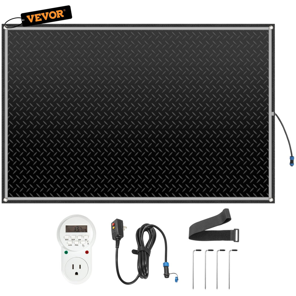 Snow Melting Mat 2023 New 40 X 60 Inch 3 Inh Melting Speed Heated Outdoor Mats For Winter Entrances No Slip Rubber Wplug Power Cord Outlet Timer Reflective Strip Velcro Ground Stake