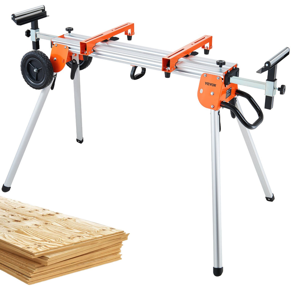 100In Miter Saw Stand With One Piece Mounting Brackets Sliding Rail 500Lbs
