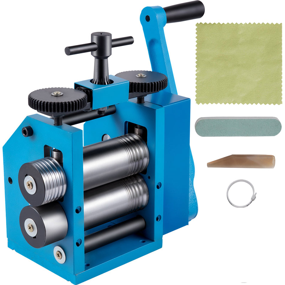 Rolling Mills 376Mm Jewelry Rolling Mill Machine Gear Ratio 125 Wire Roller Mill 01 7Mm Press Thickness Manual Combination Rolling Mill For Metal Jewelry Sheet Square Semicircle Pattern