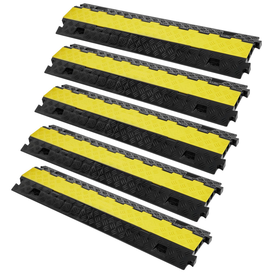 5Pcs Cable Protector Ramp 2Channel 22000Lbs Load Tpu Wire Cable Cover Ramp