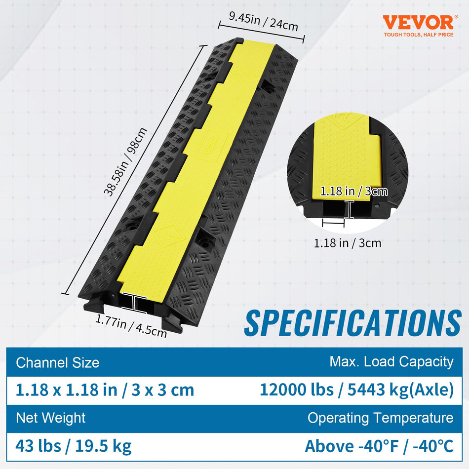 3 Pcs Cable Protector Ramp 2 Channel 12000 Lbs Load Wire Cable Cover Ramp