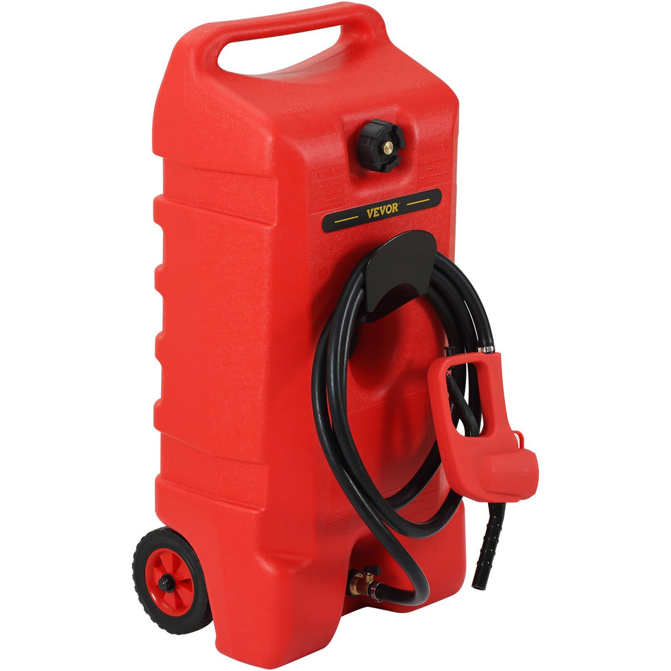 14 Gallon Fuel Caddy Gas Storage Tank On Wheels With Siphon Pump And 98 Ft Long Hose Gasoline Diesel Fuel Tank For Cars Lawn Mowers Atvs Boats More Red