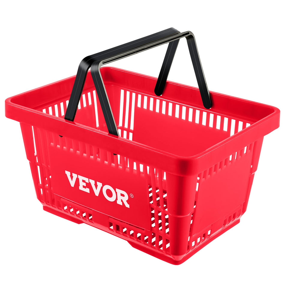 Shopping Basket 169 X 118 X 87 In428 X 30 X 22 Cml X W X H Plastic Handle And Iron Stand Set Of 12 Store Baskets With Durable Pe Material Used For Supermarket Retail Bookstore Red
