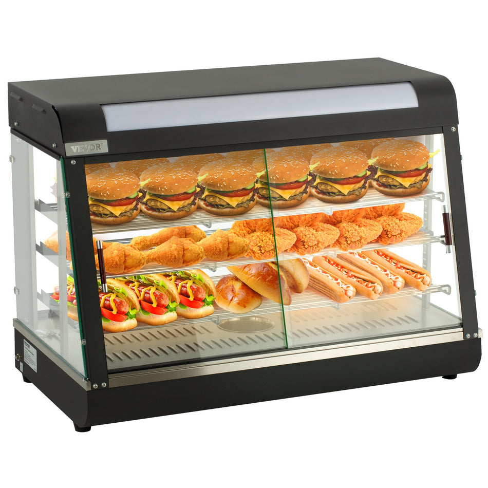 3 Tier Commercial Food Warmer Countertop Pizza Cabinet With Water Tray