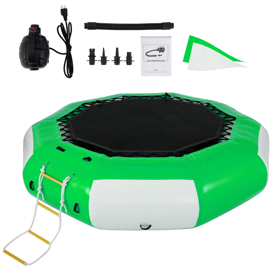 13Ft Inflatable Water Bouncer Green Water Trampoline Splash Padded Inflatable Bouncer Bounce Swim Platform For Water Sports