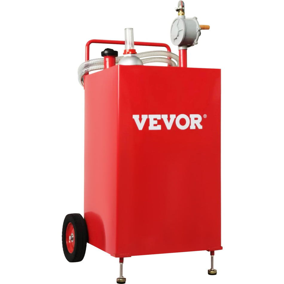 30 Gallon Fuel Caddy Fuel Storage Tank On 2 Wheels Portable Gas Caddy With Manuel Transfer Pump Gasoline Diesel Fuel Container For Cars Lawn Mowers Atvs Boats More Red