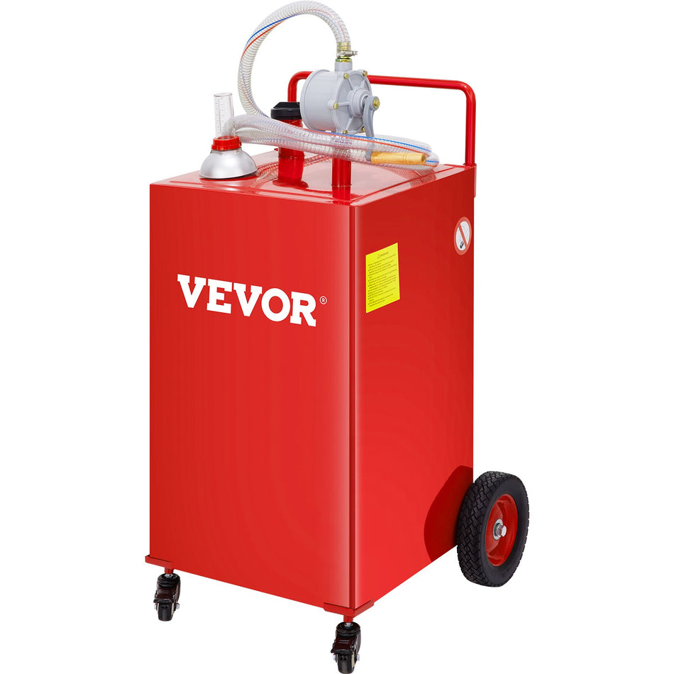 30 Gallon Fuel Caddy Gas Storage Tank 4 Wheels With Manuel Transfer Pump Gasoline Diesel Fuel Container For Cars Lawn Mowers Atvs Boats More Red