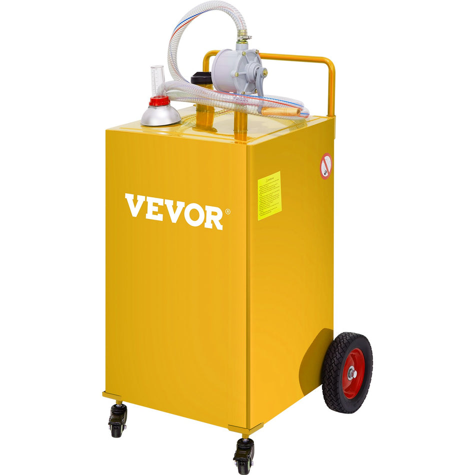 30 Gallon Fuel Caddy Gas Storage Tank 4 Wheels With Manuel Transfer Pump Gasoline Diesel Fuel Container For Cars Lawn Mowers Atvs Boats More Yellow