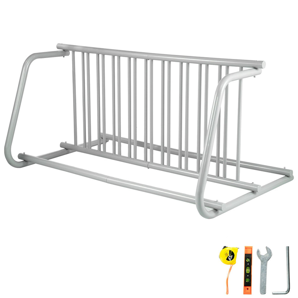 10 Holders Floor Bike Rack 59 Length All Steel Grid Bike Rack 10 Bike Capacity Dual Side Storage Stand For Garages Streets Yards Bike Events