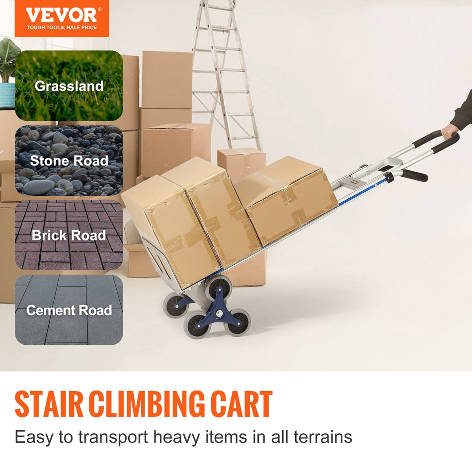 2 In 1 Aluminum Hand Truck Stair Climber 550 Lbs Capacity W Dual Handles