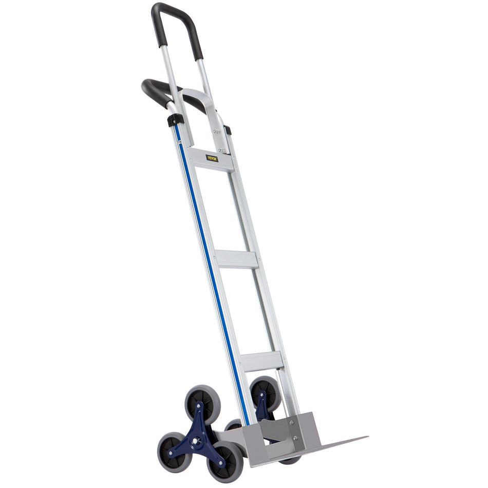 Stair Climbing Cart 550 Lbs Load Capacity Aluminum Hand Truck Dolly With Dual Handles Integrated Frame Nonslip Rubber Wheels Multipurpose Stair Climber For Warehouse Shopping Airport