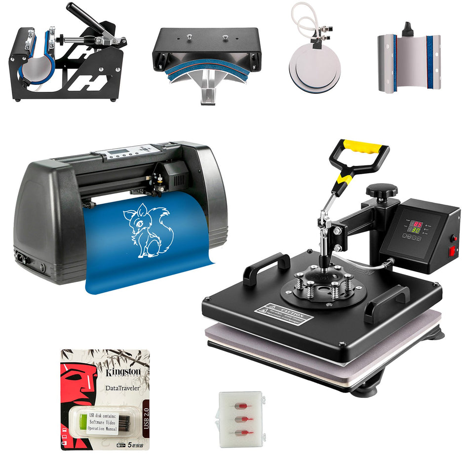 15X15 Heat Press 6 In 1 Sublimation Machine 14 Vinyl Cutterplotter Cutting