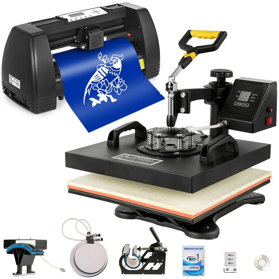 5 In1 Heat Press 15X15 Vinyl Cutter 14 Plotter Print Swing Away Usb Port