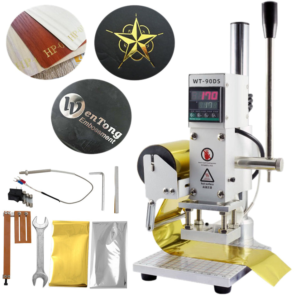 Upgraded Hot Foil Stamping Machine 8X10Cm Leather Bronzing Pressure Mark Machine 110V With Full Scale On The Base Plate For Pvc Leather Pu Paper Logo Embossing