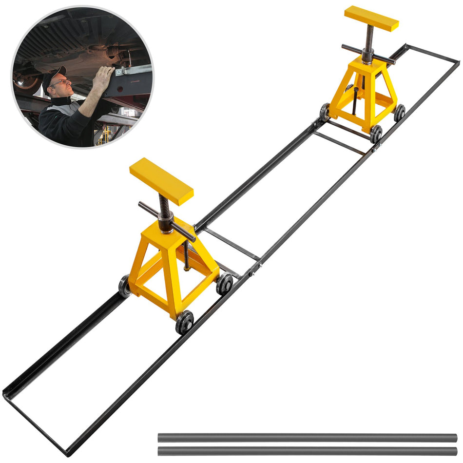 Tractor Splitting Rail 10 000Lbs Splitting Stand For Tractor 118 Inch Length Tractor Separator With Rails Splitting Rails Kit W 2 Jack Stands And 2 Adjustable Handles Support Equipment