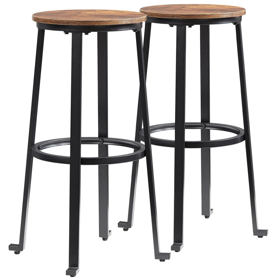 Rustic Bar Stools Counter Height Round Bar Chairs With Footrest 29 2 Set
