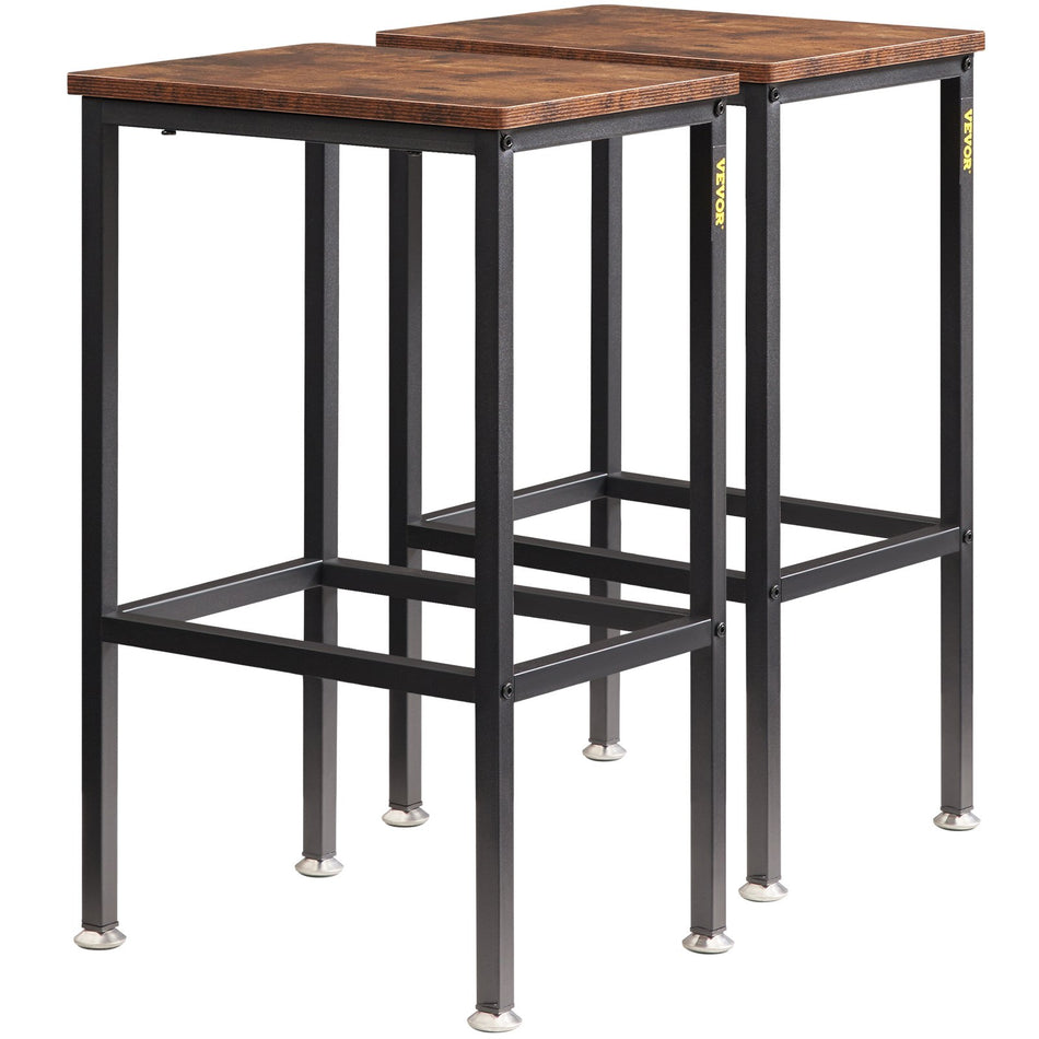 Rustic Bar Stools 2 Set Rectangle Counter Bar Chairs With Footrest 256