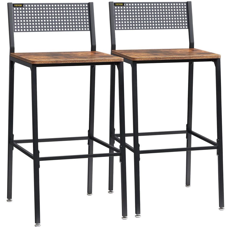 Rustic Bar Stools Counter Height Square Bar Chairs With Backrest 29 2 Set