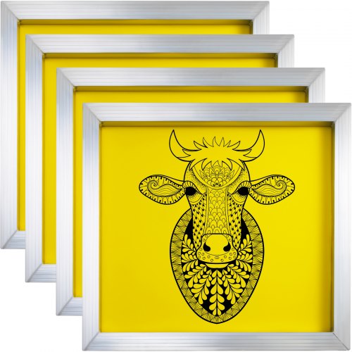 Silk Screen Frame 4 Pieces Aluminum Silk Screen Frame 20X20 Inch Silk Screen Printing Frame With Yellow 355 Count Mesh