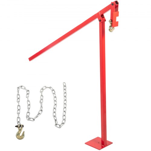 T Post Puller 433 X 59 X 59 In Heavy Duty Fence Jack With 118 In Long Lifting Chain Powder Coated Iron Standing Frame And Lever For Round Post T Stakes Sign Posts Tree Stump Red