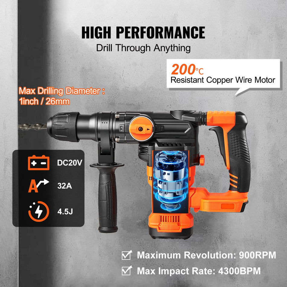 Rotary Hammer Drill Cordless Drills 1 3 Modes Sds Plus Chipping Hammers