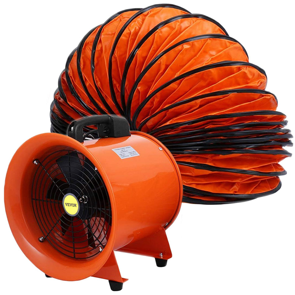 Utility Blower Fan 12 Inches 520W 2295 Cfm High Velocity Ventilator W 16 Ft5 M Duct Hose Portable Ventilation Fan Fume Extractor For Exhausting Ventilating At Home And Job Site