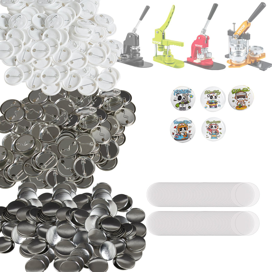 500 Sets 125 Inch 32Mm Pin Back Button Parts For Button Maker Machine Diy Round Button Badge Parts Set Includes Metal Top Plasticmetal Button Clear Film And Blank Paper For Gifts Presents
