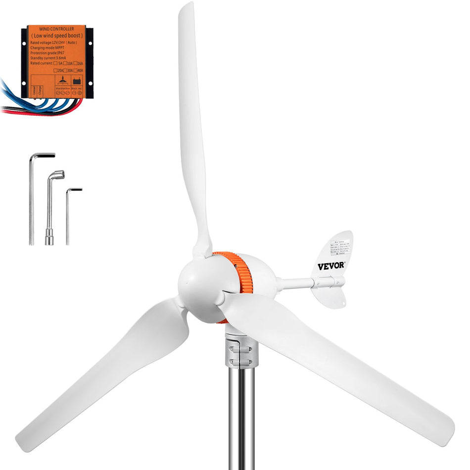 Wind Turbine Generator 12Vac Wind Turbine Kit 400W Wind Power Generator Wwind Solar Controller 3 Blades Auto Adjust Windward Direction Suitable For Terrace Marine Motorhome Chalet Boat