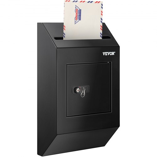 Suggestion Box Donation Ballot Box With Key Combination Lock Wall Mounted Collection Box W Wide Drop Slot Steel Key Drop Box For Home Office School 161X10X39 Black