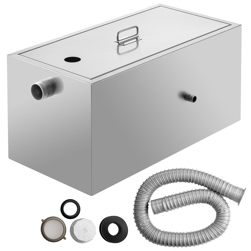 25Lb Commercial Grease Trap 13Gpm Commercial Grease Interceptor Stainless Steel Grease Trap Wtop Side Inlet Under Sink Grease Trap For Restaurant Factory Home Kitchen