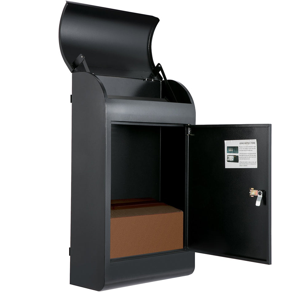 Wall Mount Mailbox Drop Box Steel Extra Large Mailbox With Locked Key Black