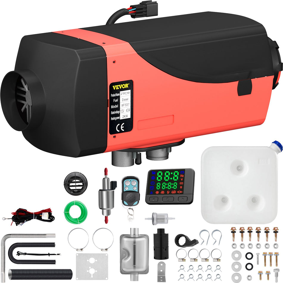 2Kw Diesel Heater 12V 2Kw Diesel Air Heater Muffler 2Kw Diesel Air Heater With Knob Switch For Rv Motorhome Trailer Trucks Boats