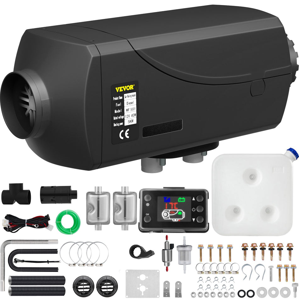 5Kw Diesel Air Heater 12V Diesel Parking Heater Double Mufflers 5Kw Diesel Heater With Lcd Thermostat For Rv Bus Trailer Motorhome And Boats