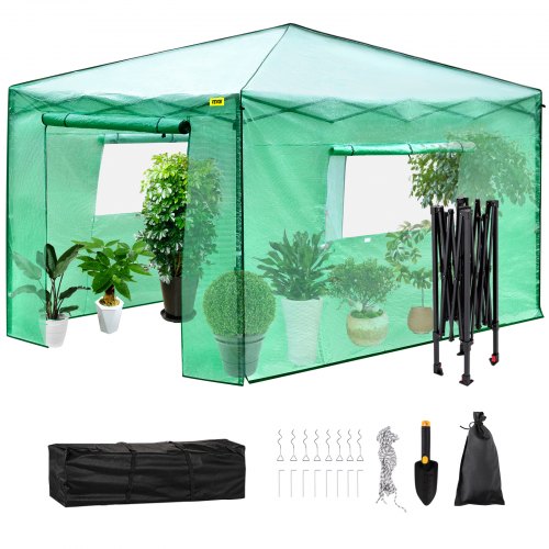 12X 8X 8 Pop Up Greenhouse Set Up In Minutes Portable Greenhouse With Doors Windows High Strength Pe Cover Powder Coated Steel Construction