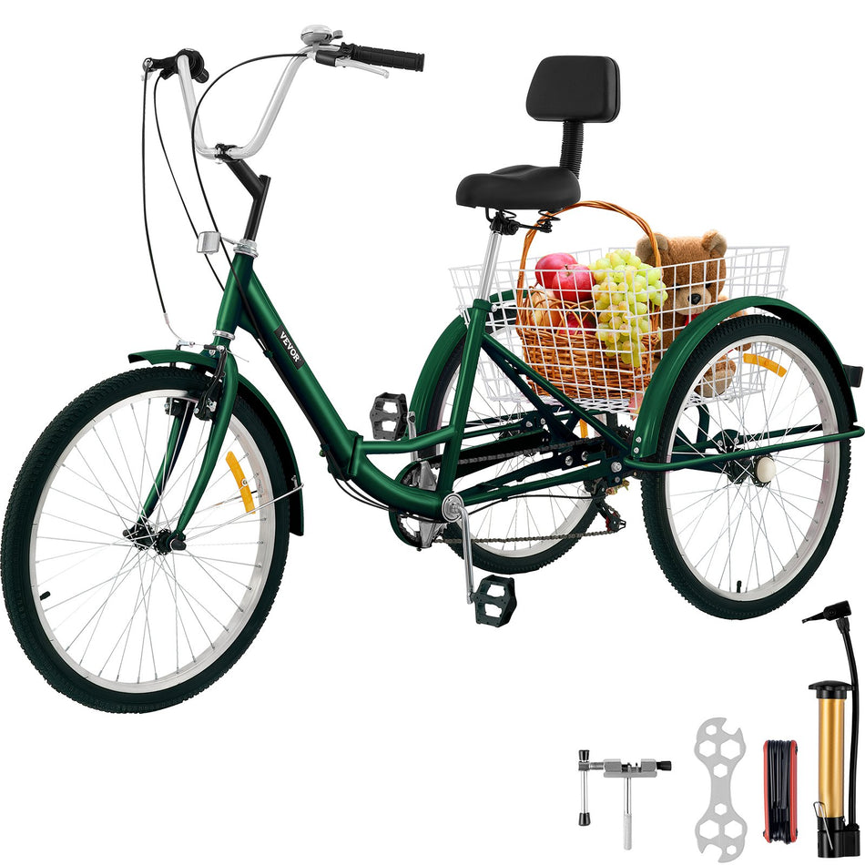 Tricycle Adult 24 Wheels Adult Tricycle 7 Speed 3 Wheel Bikes For Adults Three Wheel Bike For Adults Adult Trike Adult Folding Tricycle Foldable Adult Tricycle 3 Wheel Bike Trike For Adults