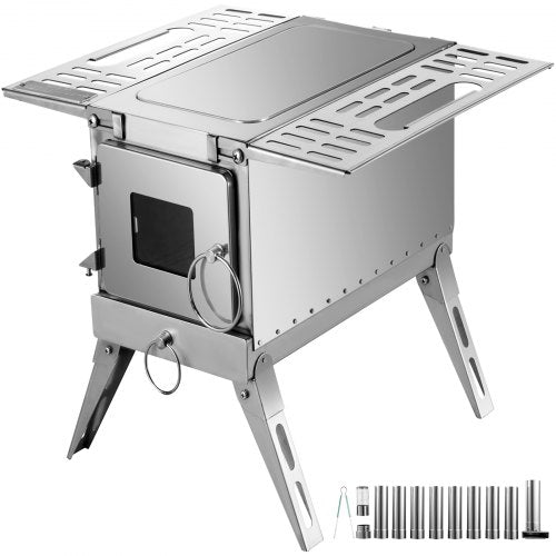 Tent Wood Stoveoutdoor Camping Wood Burning Stove Stainless Steel With Folding Pipeportable Wood Stove 906 Height Wood Tent Stove For Camping Tent Heating Hunting Outdoor Cooking