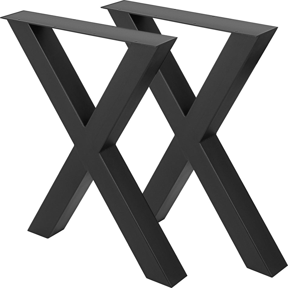 Set Of 2 Steel Table Legs 28Height 31Wide Dining Table Legs Heavy Duty 31 Square Box Section X Frame Table Legs 28X31X31 Inch Black Color Industrial Country Style Metal Dining Legs
