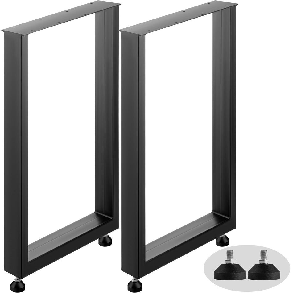 Set Of 2 Steel Table Legs 28Height 24Wide Dining Table Legs Heavy Duty 31 Width Box Section Square Table Legs 28X24X31 Inch Black Color Industrial Country Style Metal Dining Legs