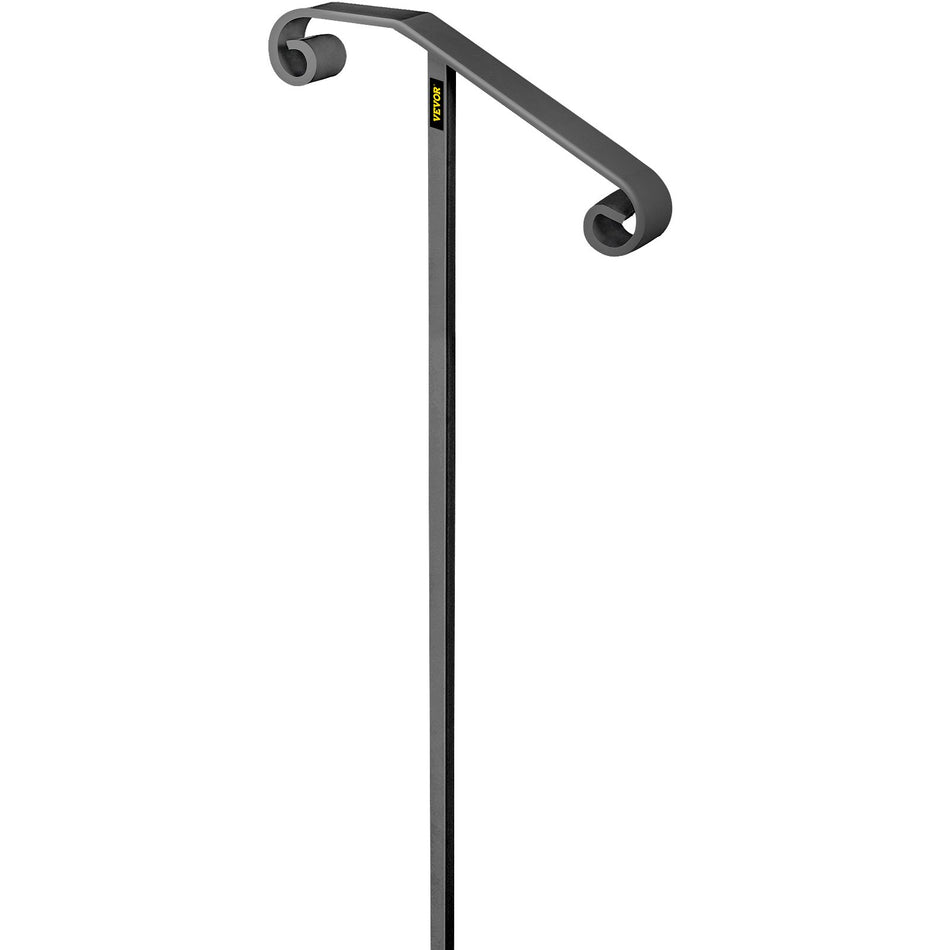 Single Post Handrail Wrought Iron Post Mount Step Grab Supports In Ground Long Post Fits 1 Or 2 Steps Grab Rail Single Post Railing Gray